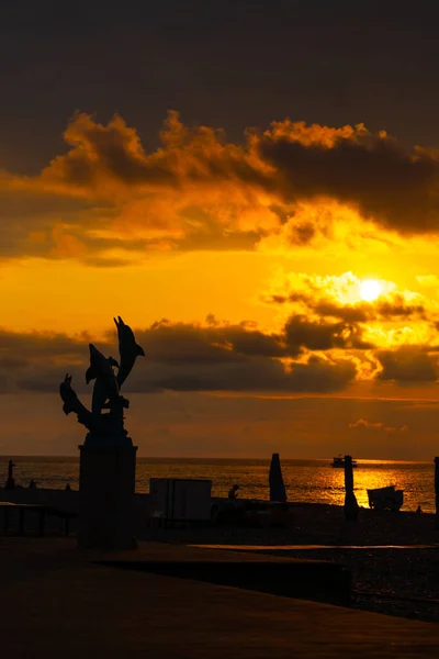 Batoumi Géorgie Juillet 2021 Coucher Soleil Sur Boulevard — Photo