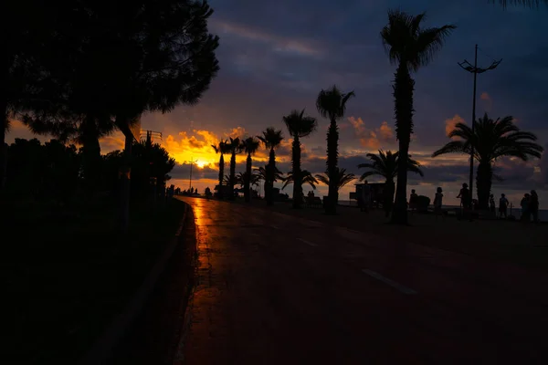 Batoumi Géorgie Juillet 2021 Coucher Soleil Sur Boulevard — Photo