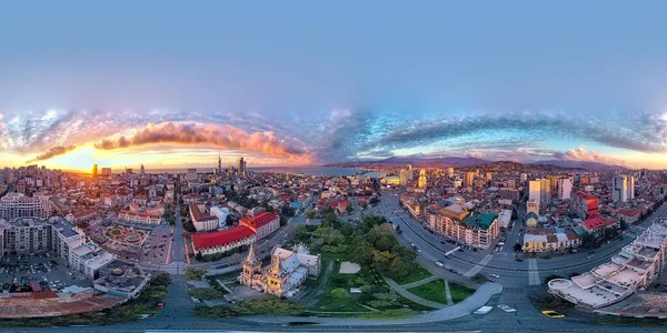 Batumi Georgia Května 2021 360Vr Panorama Města Při Západu Slunce — Stock fotografie