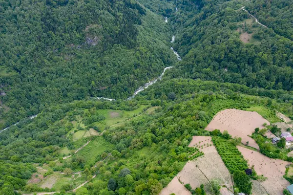 Machakhela Gorge Van Een Drone Adjara Georgië — Stockfoto