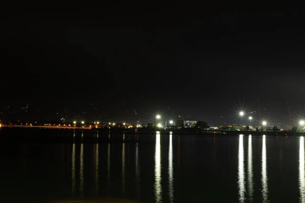Batoumi Géorgie Avril 2021 Port Mer Nuit — Photo