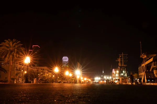 Batumi Georgië April 2021 Zeehaven Nachts — Stockfoto