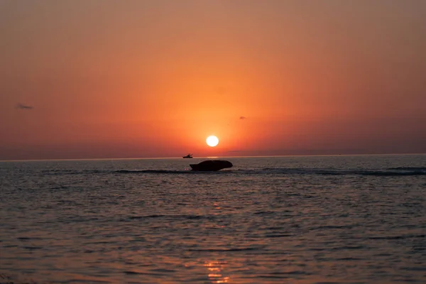 Barca Mare Tramonto — Foto Stock