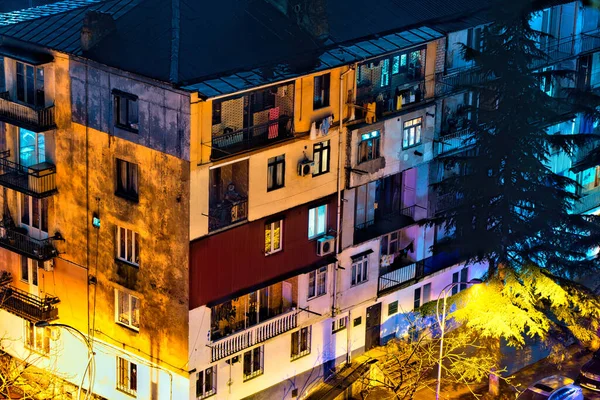 Blick Auf Alte Häuser Bei Nacht — Stockfoto