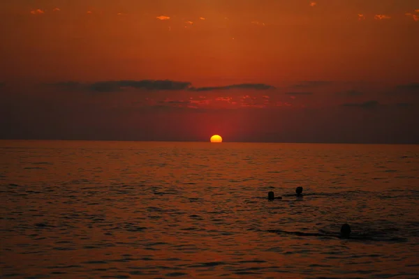 Magnifique Coucher Soleil Orange Sur Mer — Photo