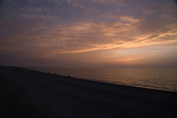 Mooie Oranje Zonsondergang Stad Sochi April — Stockfoto