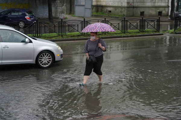 Batumi Georgia July 2021 People Walk Street Rain — Stock Photo, Image