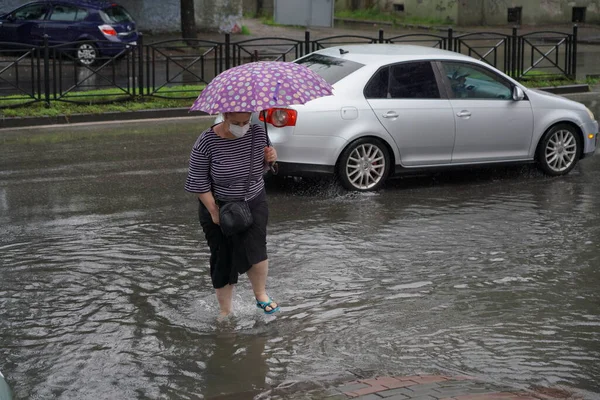 Batumi Georgia July 2021 People Walk Street Rain — Stock Photo, Image