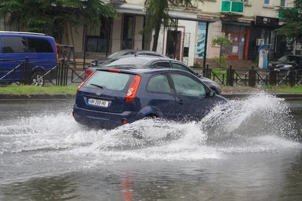 Batumi Georgia July 2021 Cars Drive Street Rain — Stock Photo, Image