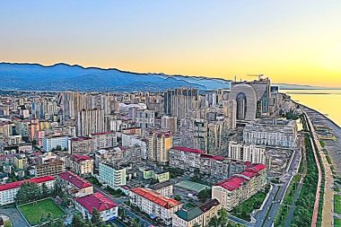 Batum şehrinin soyut görünümü