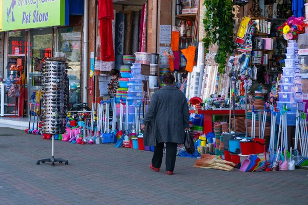 Batumi Georgia April 2021 Woman Walks Hardware Store Tsereteli Street — Stock Photo, Image