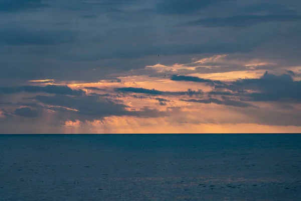 Magnifique Coucher Soleil Orange Sur Mer — Photo