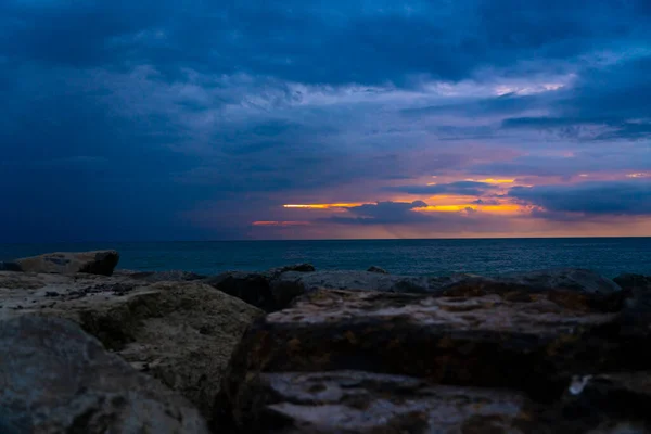 Vacker Orange Solnedgång Havet — Stockfoto