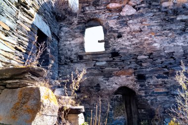 Ushguli, Yukarı Svaneti, Gürcistan 'daki tipik evler