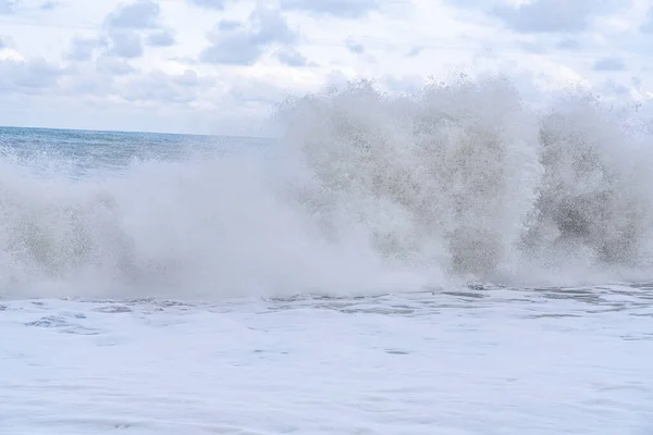 Batumi Georgië Februari 2021 Storm Zwarte Zee Enorme Golven — Stockfoto