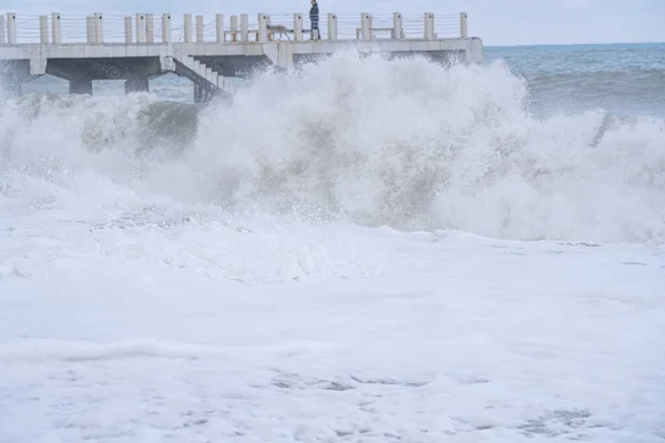 Batumi Georgia Febbraio 2021 Tempesta Sul Mar Nero Onde Enormi — Foto Stock