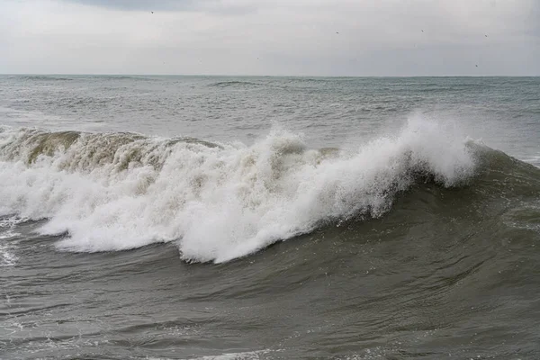 Batumi Geórgia Fevereiro 2021 Tempestade Mar Negro Ondas Enormes — Fotografia de Stock