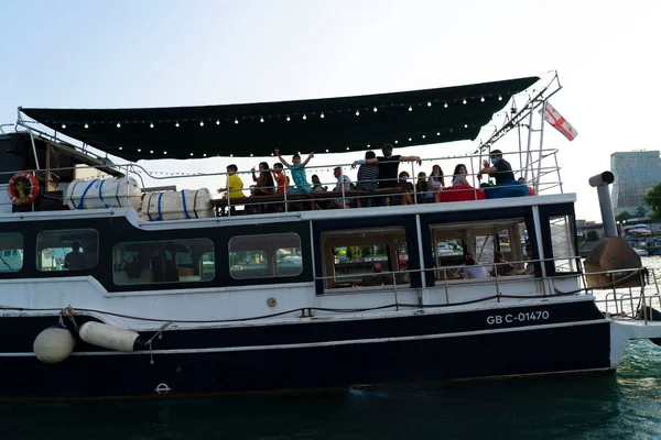 Batumi Georgia August 2021 Tourists Pleasure Boat Sea — Stock Photo, Image