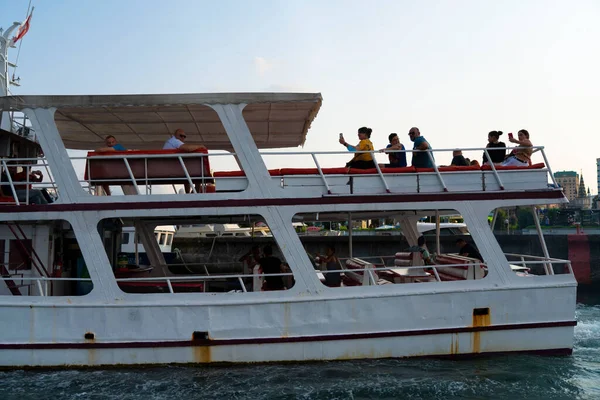 Batumi Georgia August 2021 People Pleasure Boat Sea — Stock Photo, Image