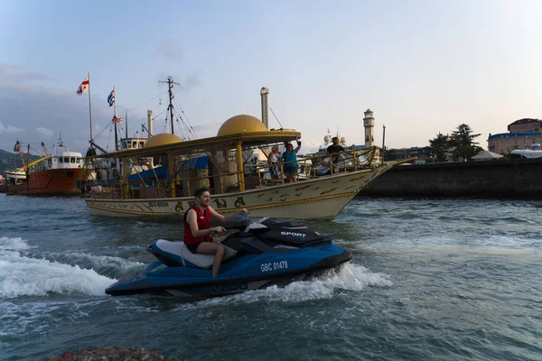 Batumi Georgia August 2021 People Ride Jet Ski Sea — Stock Photo, Image