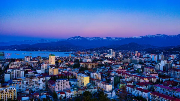 Batumi Georgia Augusti 2021 Stadsutsikt Kvällen Från Drönare — Stockfoto