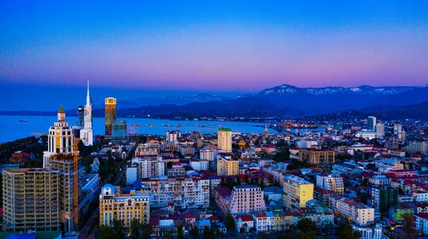 Batumi Georgia Augusti 2021 Stadsutsikt Kvällen Från Drönare — Stockfoto