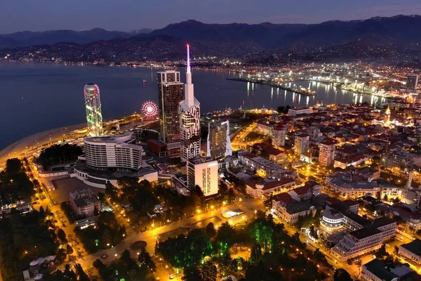 Batumi Geórgia Fevereiro 2021 Vista Aérea Cidade Noturna — Fotografia de Stock