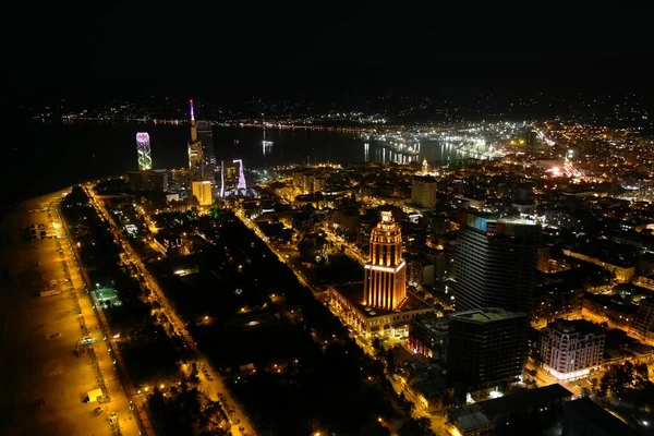 Batumi Georgia February 2021 Aerial View Night City — Stock Photo, Image