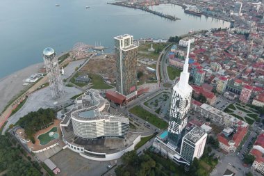 Batumi, Gürcistan - 3 Şubat 2021: Şehrin havadan görünüşü