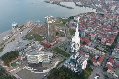 Batumi, Gürcistan - 3 Şubat 2021: Şehrin havadan görünüşü