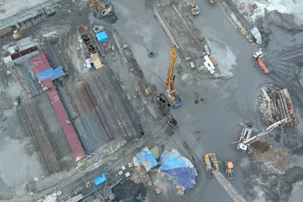 Batumi Georgia Února 2021 Pohled Staveniště Dronu — Stock fotografie