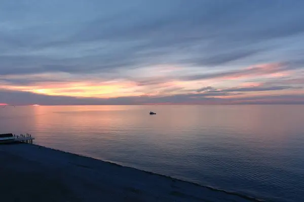 Svarta Havet Vid Solnedgången Flygvy — Stockfoto