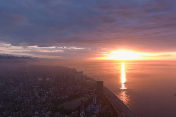 Embankment Batumi Durante Tramonto Adjara Georgia Vista Aerea — Foto Stock