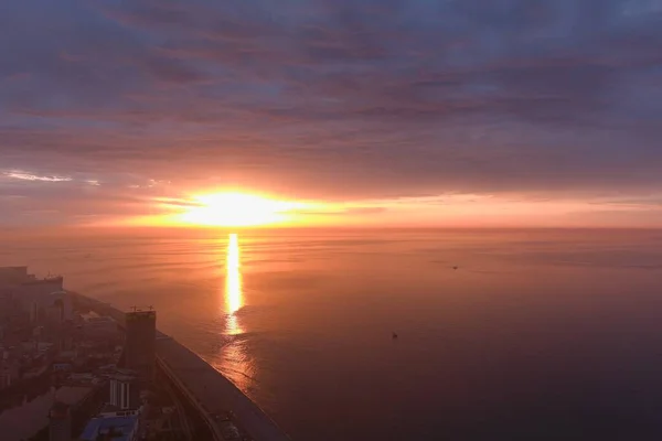 Nábřeží Batumi Při Západu Slunce Adjara Georgia Letecký Pohled — Stock fotografie