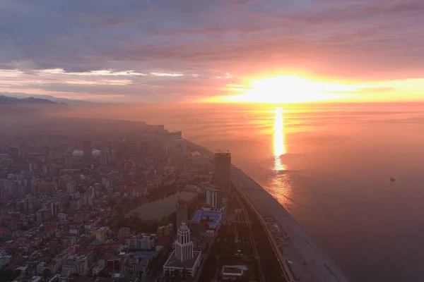 Batumi Rakpart Naplementekor Adjara Georgia Aero Nézet — Stock Fotó