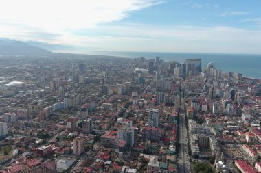 Batum, Gürcistan - 6 Şubat 2021: İHA 'dan şehir manzarası
