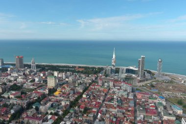 Batum, Gürcistan - 6 Şubat 2021: İHA 'dan şehir manzarası
