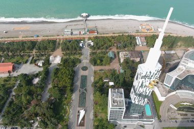 Batum, Gürcistan - 6 Şubat 2021: İHA 'dan şehir manzarası