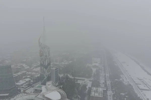 Alphabet Tower Κατά Την Χιονόπτωση Batumi Adjara Georgia — Φωτογραφία Αρχείου