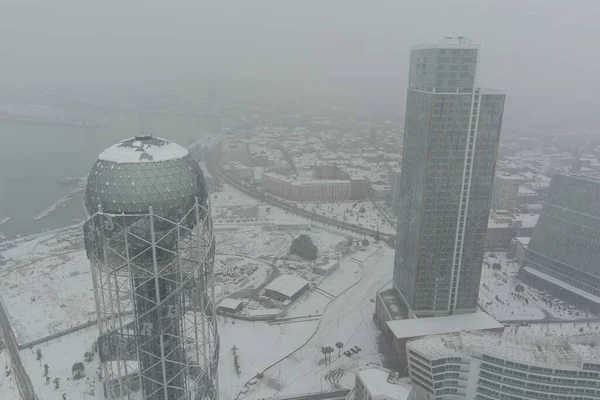 Kar Yağışı Sırasında Alfabe Kulesi Batumi Adjara Georgia — Stok fotoğraf