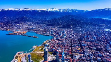Batum, Gürcistan - 31 Temmuz 2020: İHA 'dan şehir manzarası