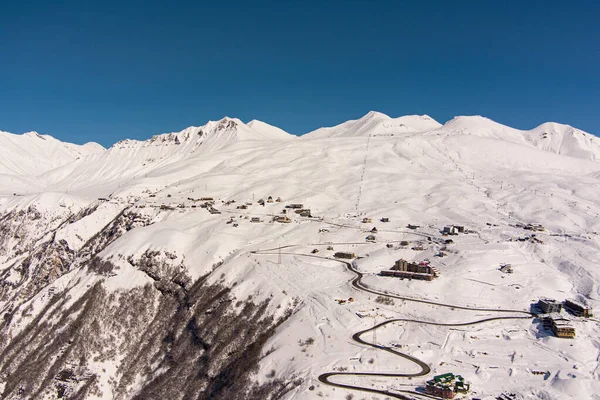 Bergen Bedekt Met Sneeuw Uitzicht Vanuit Lucht Stockfoto