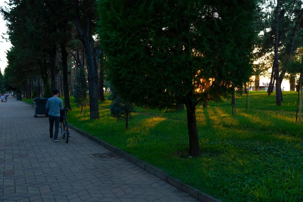 Batumi Georgia Settembre 2021 Tramonto Sul Lungomare — Foto Stock