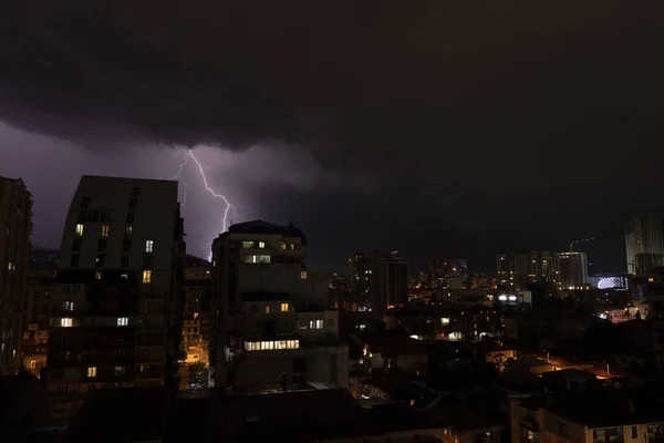 severe thunderstorm over the city