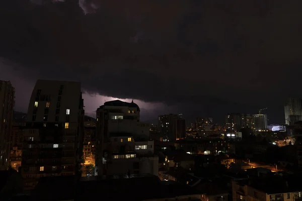 severe thunderstorm over the city