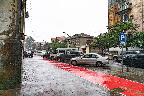 Batumi Gürcistan Eylül 2021 Yağmurda Şehir Caddesi — Stok fotoğraf