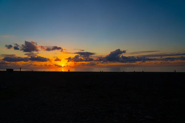 Mooie Oranje Zonsondergang Zee Tropen — Stockfoto