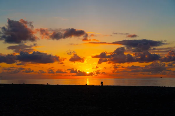 Vacker Orange Solnedgång Havet Tropikerna — Stockfoto