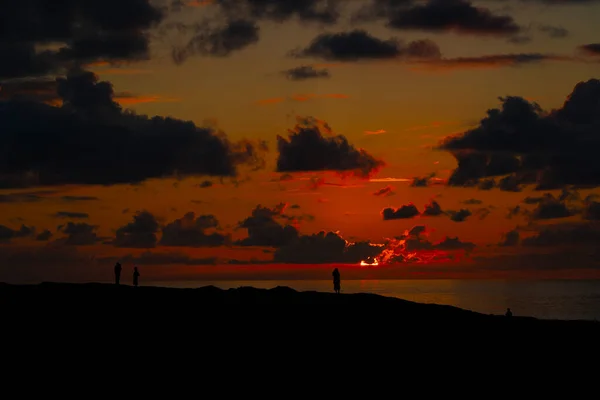 Magnifique Coucher Soleil Orange Sur Mer Sous Les Tropiques — Photo