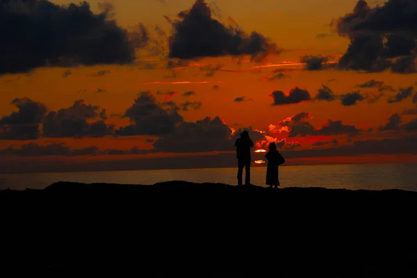 People Background Sunset Sea — Stock Photo, Image